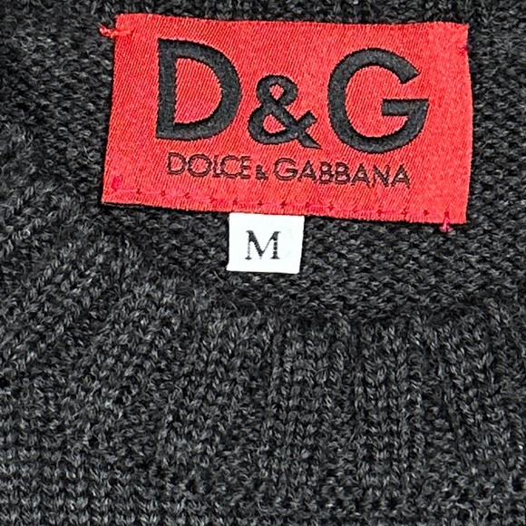 Vintage 90s Dolce & Gabbana D&G Sport Wool Dark Gray Sweater Mens Medium - Picture 4 of 7